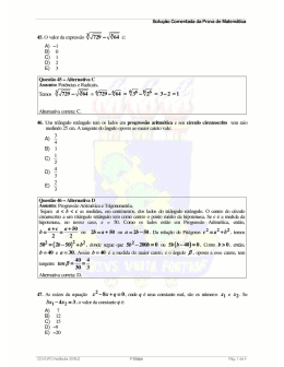 Solu&ccedil;&atilde;o Comentada da Prova de Matem&aacute;tica
