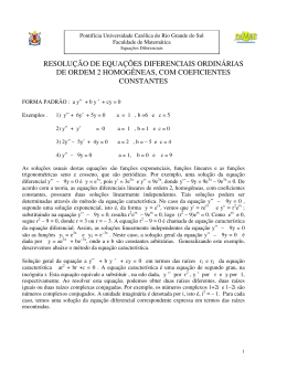 RESOLU&Ccedil;&Atilde;O DE EQUA&Ccedil;&Otilde;ES DIFERENCIAIS