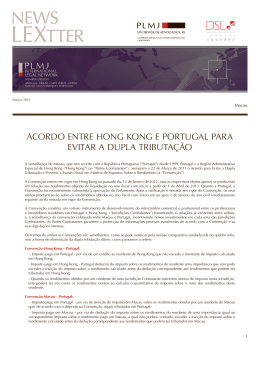 acordo entre hong kong e portugal para evitar a dupla