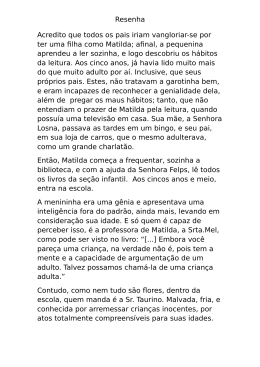 Resenha Acredito que todos os pais iriam vangloriar