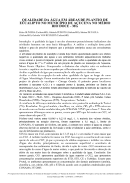qualidade da água em áreas de plantio de eucalipto no