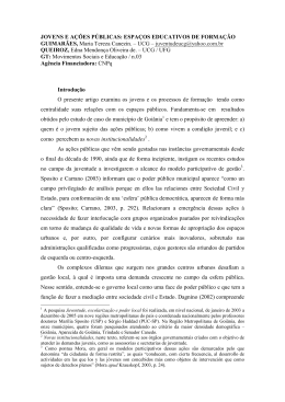 JOVENS E A&Ccedil;&Otilde;ES P&Uacute;BLICAS: ESPA&Ccedil;OS EDUCATIVOS DE