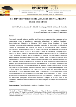 um breve hist&oacute;rico sobre as classes hospitalares no brasil e no mundo