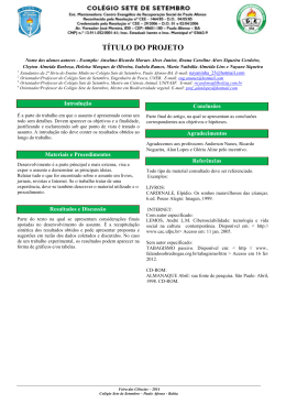 Modelo para o Projeto da Feira das Ci&ecirc;ncias 2014.