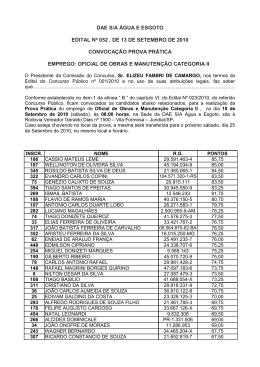 DATAS E HOR&Aacute;RIOS DAS PROVAS PR&Aacute;TICAS
