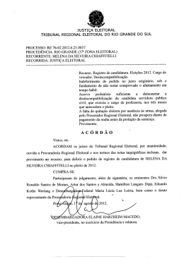 Ac&oacute;rd&atilde;o &ndash; processo RE 7602 - Tribunal Regional Eleitoral do Rio