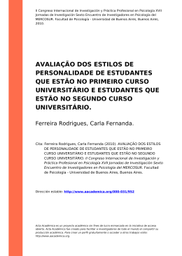 avalia&ccedil;&atilde;o dos estilos de personalidade de estudantes que est&atilde;o no