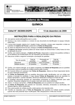 Gabarito Professor de Qu&iacute;mica