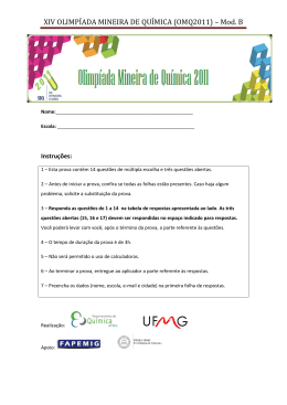 XIV OLIMP&Iacute;ADA MINEIRA DE QU&Iacute;MICA (OMQ2011) &ndash; Mod. B