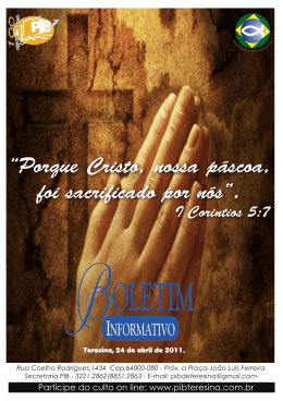&ldquo;Porque Cristo, nossa p&aacute;scoa, foi sacrificado por n&oacute;s&rdquo;.