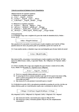 Lista de exercícios de Química Geral e Quantitativa