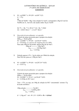 Gabarito 1&ordf; Lista de Exerc&iacute;cios