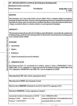 DNER-PRO 171/94 (**) - Ilumina&ccedil;&atilde;o de t&uacute;neis rodovi&aacute;rios