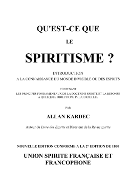 Qu`est ce que le Spiritisme