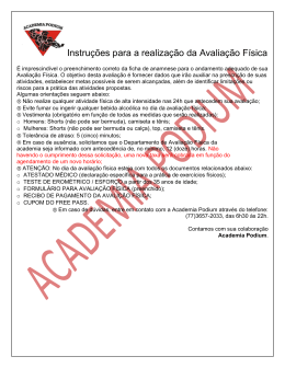 Instruções para a realização da Avaliação Física