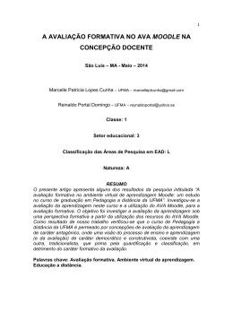 a avalia&ccedil;&atilde;o formativa no ava moodle na concep&ccedil;&atilde;o docente