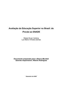 Avaliação da Educação Superior no Brasil: do Provão ao ENADE