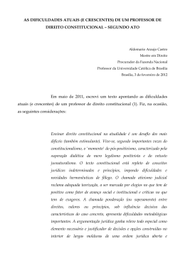 AS DIFICULDADES ATUAIS (E CRESCENTES) DE UM