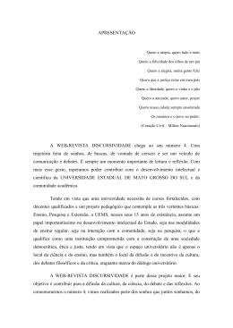 APRESENTA&Ccedil;&Atilde;O A WEB-REVISTA DISCURSIVIDADE