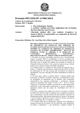 Processo PGT/CCR/nº 11786/2014 - Ministério Público do Trabalho