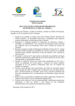Panathlon International Distrito Equador DECLARAÇÃO DO
