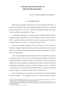 O TRABALHO DO MENOR NO DIREITO BRASILEIRO(*)