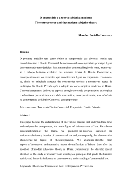 O empres&aacute;rio e a teoria subjetiva moderna - R evista V irtual