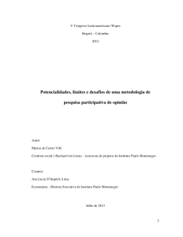 Potencialidades, limites e desafios de uma metodologia de