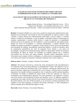 an&aacute;lise da gest&atilde;o de estoques dos medicamentos