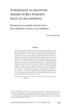 a preserva&ccedil;&atilde;o da arquitetura moderna de belo horizonte