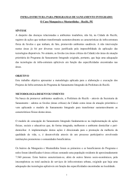 infra-estrutura para programas de saneamento integrado