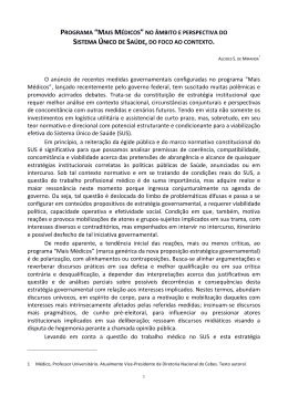 PROGRAMA &ldquo;MAIS M&Eacute;DICOS&rdquo; NO &Acirc;MBITO E