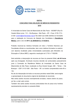 EDITAL Santa Casa de Miseric&oacute;rdia de S&atilde;o Paulo