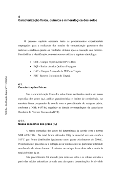 4 Caracteriza&ccedil;&atilde;o f&iacute;sica, qu&iacute;mica e mineral&oacute;gica dos solos