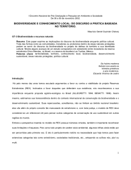 do discurso a prática baseada no território. Maurício