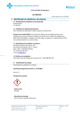 L(-)-Mentol 1. Identificação da substância e da empresa