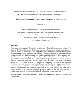 XIII ENANCIB 2012 GT 4: Gest&atilde;o da Informa&ccedil;&atilde;o e do Conhecimen