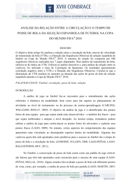 an&aacute;lise da rela&ccedil;&atilde;o entre a circula&ccedil;&atilde;o e o tempo de posse de bola