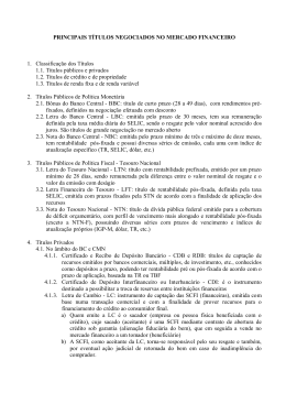 PRINCIPAIS T&Iacute;TULOS NEGOCIADOS NO MERCADO FINANCEIRO