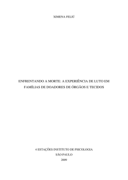 enfrentando a morte: a experi&ecirc;ncia de luto em fam&iacute;lias de doadores