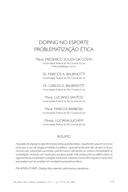 DOPING NO ESPORTE PROBLEMATIZA&Ccedil;&Atilde;O &Eacute;TICA