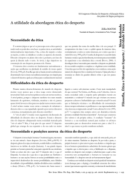 A utilidade da abordagem &eacute;tica do desporto