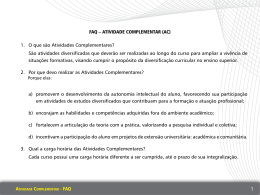 FAQ &ndash; AtividAde ComplementAr (AC) 1. O que s&atilde;o Atividades