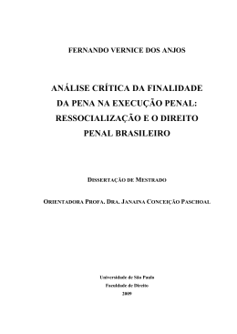 an&aacute;lise cr&iacute;tica da finalidade da pena na execu&ccedil;&atilde;o penal