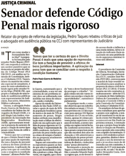 Senador defende C&oacute;digo Penal mais rigoroso
