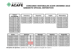 concurso vestibular acafe inverno 2010 gabarito oficial definitivo