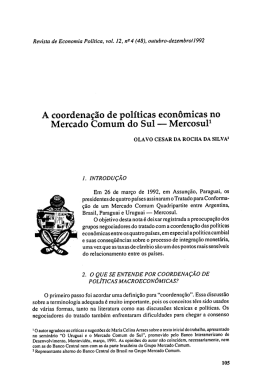 A coordena&ccedil;&atilde;o de pol&iacute;ticas econ&ocirc;micas no Mercado Comum do Sul