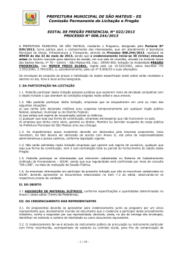 Edital Preg&atilde;o 022.13 - AQUISI&Ccedil;&Atilde;O DE MATERIAIS EL&Eacute;TRICOS