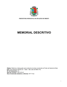 Memorial descritivo PAM Éden - Prefeitura Municipal de São João