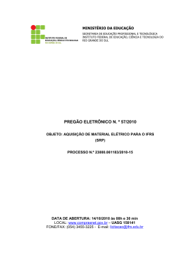 Preg&atilde;o Eletr&ocirc;nico 57 2010 SRP Aquisi&ccedil;&atilde;o de material
